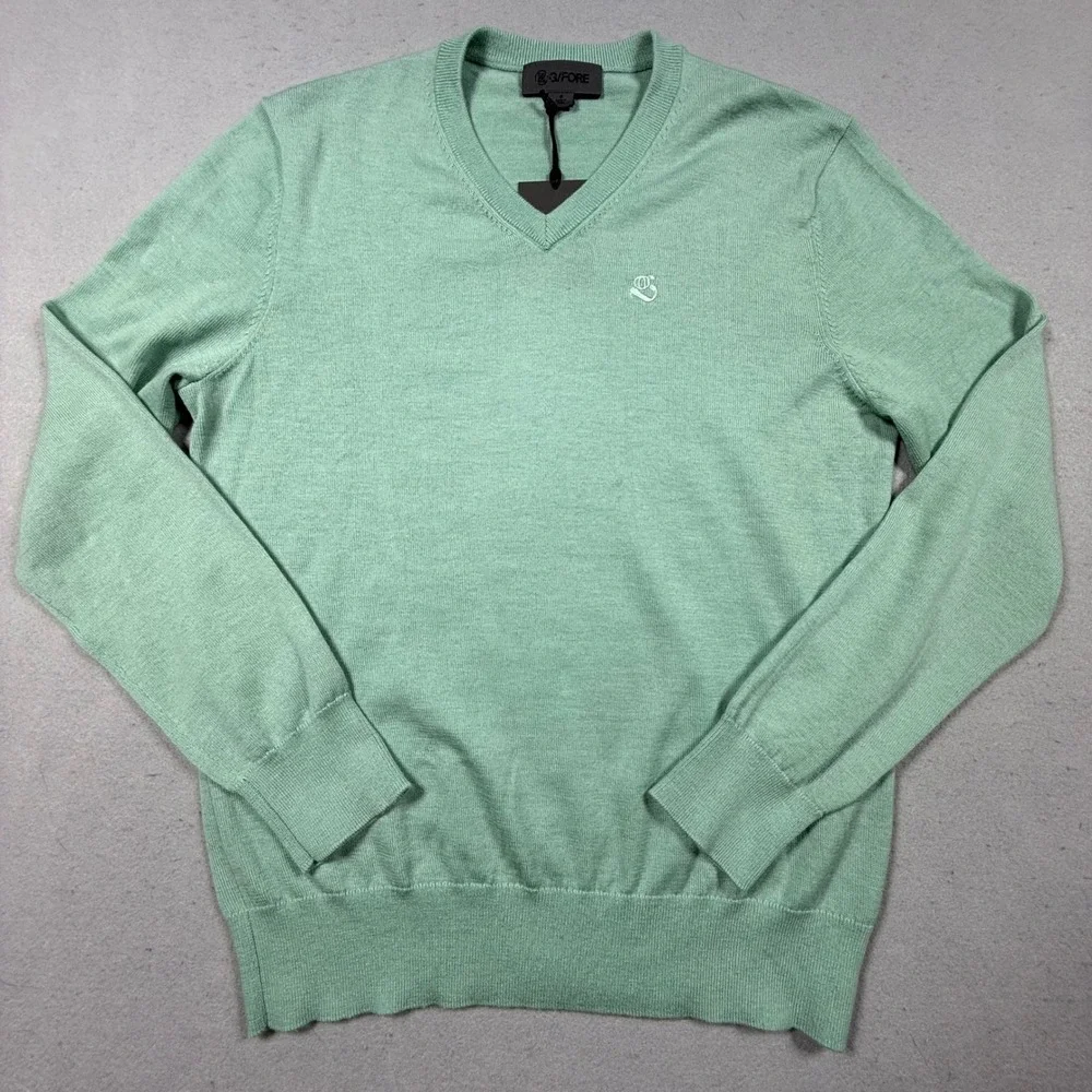 G/FORE Mens Mint Green 100% Cashmere V-Neck Golf Sweater NWT Small